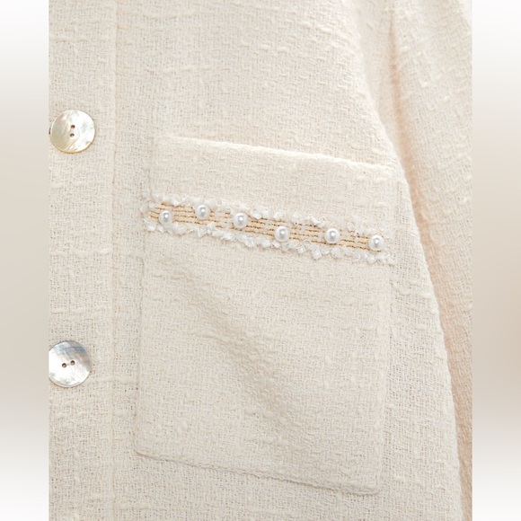 Zara Pearl Button Textured Jacket - Picture 9 of 9
